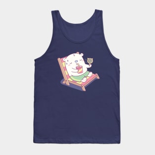 Cute Sweating Baby Polar Bear on Beach Chair Tank Top